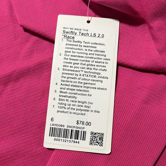 NWT Lululemon Swiftly Tech LS * Race - Picture 4 of 6